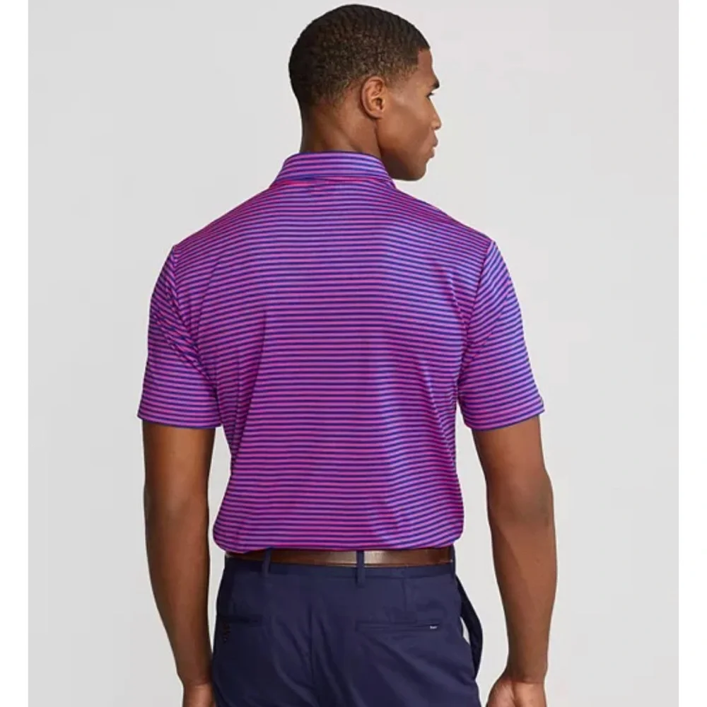 RLX Ralph Lauren X Series Golf Polo Pink Blue Striped Performance Shirt Men’s M - Picture 3 of 16